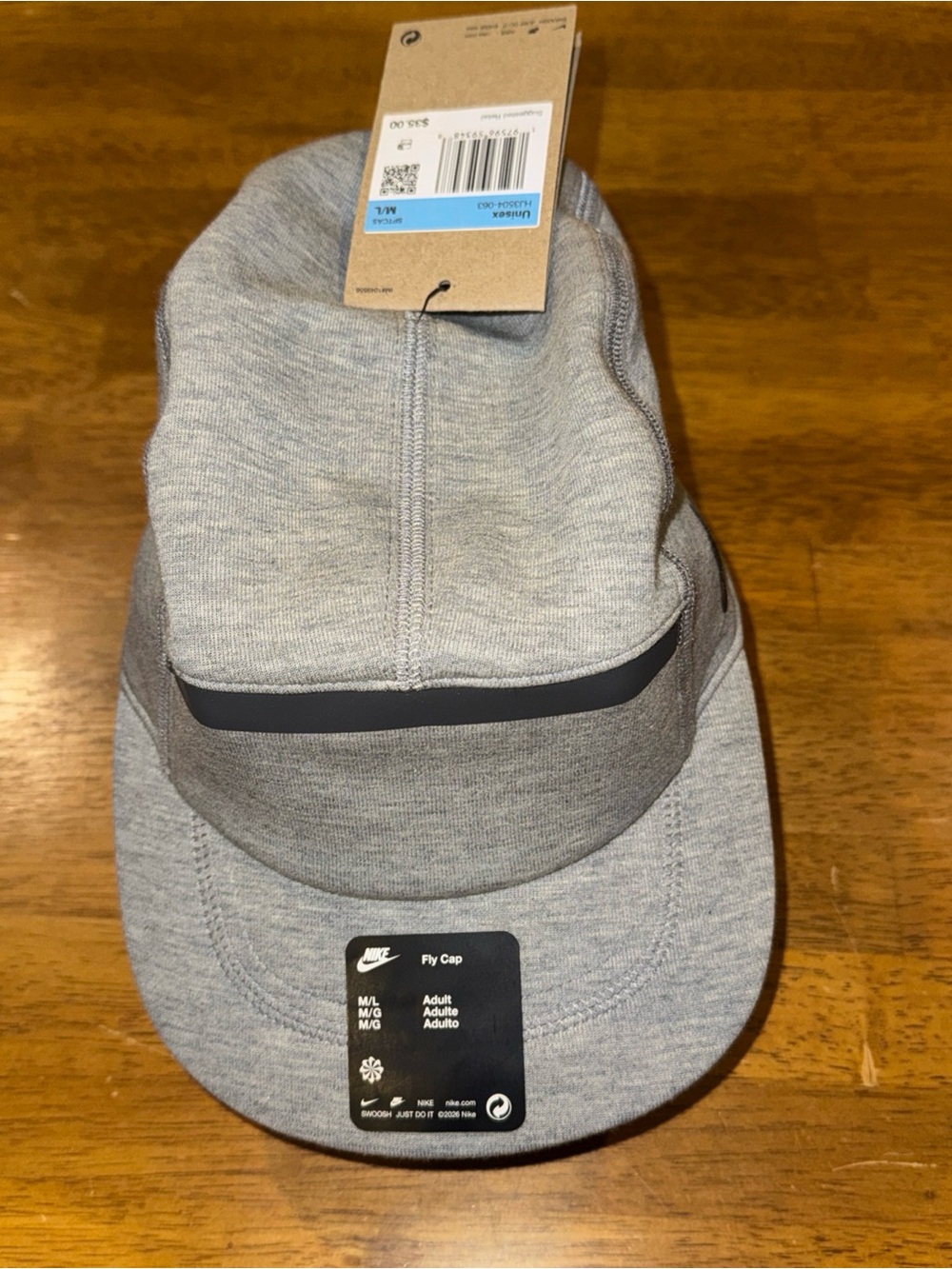 Nike Fly Cap Unstructured Gray Tech Fleece Hat Size M/L Adult HJ3504-063 New Tag